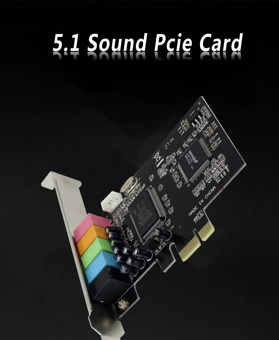 PCIE 5.1ch адаптер преобразователя звуковой карты/PCI-express Расширение карты Поддержка гарнитуры наушники добавить на карту для ПК компьютер/настольный компьютер