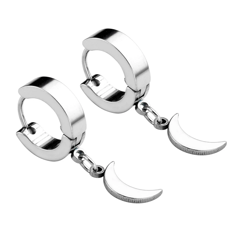 

Jovivi Dangle Earring 18G 6MM Stainless Steel Ear Hoop Dangle Moon Lightning Huggie Earrings Stud Unisex Ear Piercing Jewelry