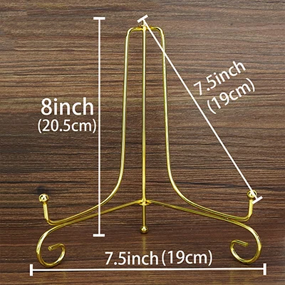 8inch Железный Дисплей Стенд Золотой Железный мольберт пластина дисплей фото держатель стенд, дисплей s фоторамки, кулинарные книги, декоративные тарелки - Цвет: 8inch