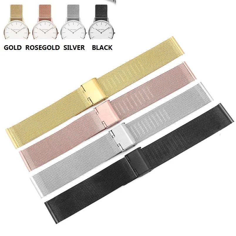 

14mm 16mm 18mm 20mm top quality luxury watchband metal milanese strap 4colors available for daniel wellington watch dw watchband