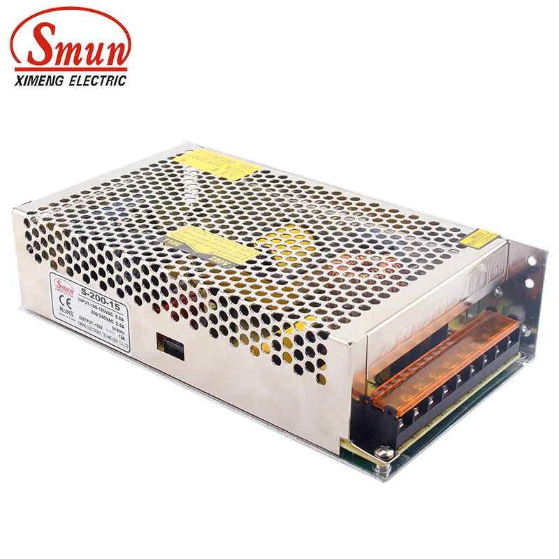 Smun S-200-15 AC 110/220V вход к 15VDC 13A 200W импульсный источник питания для мониторной камеры/светодиодной ленты питания