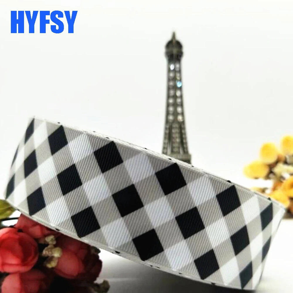 Hyfsy 10093 25 38 мм клетчатая лента 10 ярдов украшения для волос сделай сам подарочная