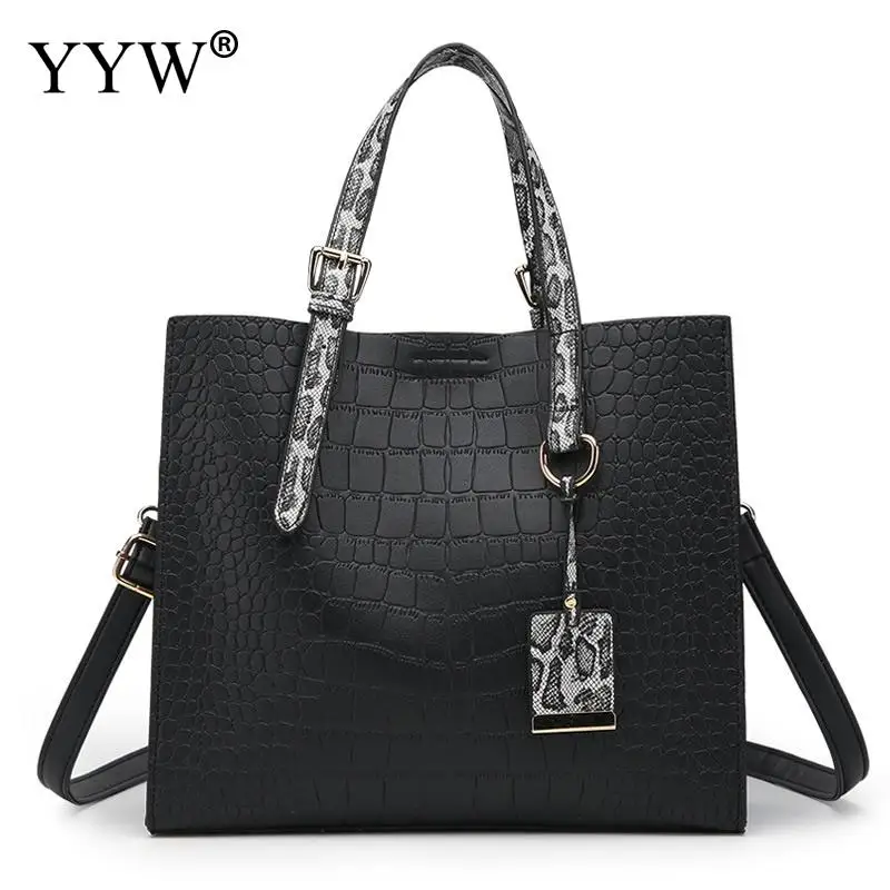 black YYW, модная женская кожаная сумка, сумки на плечо, серые, черные, Большая вместительная сумка для покупок, роскошные сумки, сумки-тоут, дизайнерские - Цвет: black