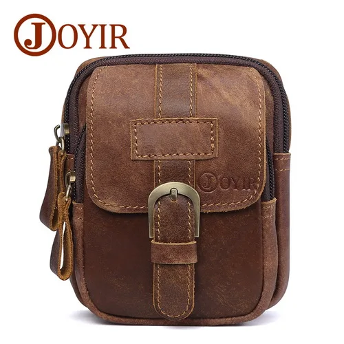 button brown JOYIR, натуральная кожа, мужские сумки на пояс, Vinatge, сумка на пояс для денег, сумка на пояс, для мужчин, 6371 - Цвет: button brown
