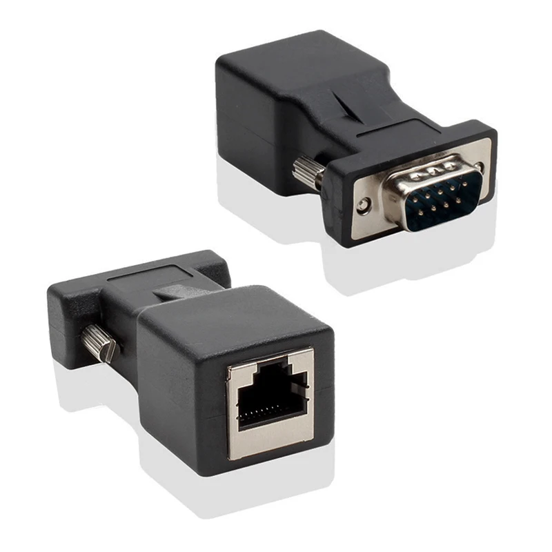 Переходник DB9 male RS232 COM Male Port to RJ45 Female расширитель порта для CAT5 CAT6 сетевой Ethernet