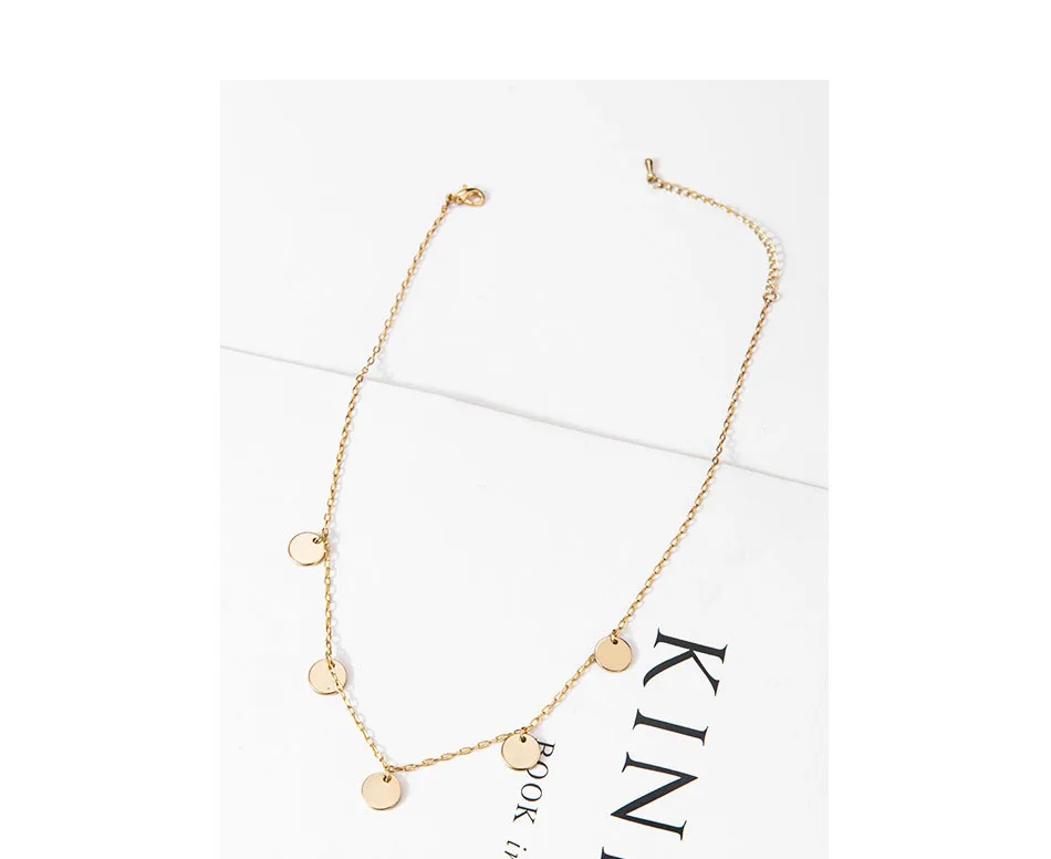 Amaiyllis Bling круглая Монета диск заявление колье ожерелье для женщин Золотой Цвет Подвеска со стразами чокер ключицы цепи