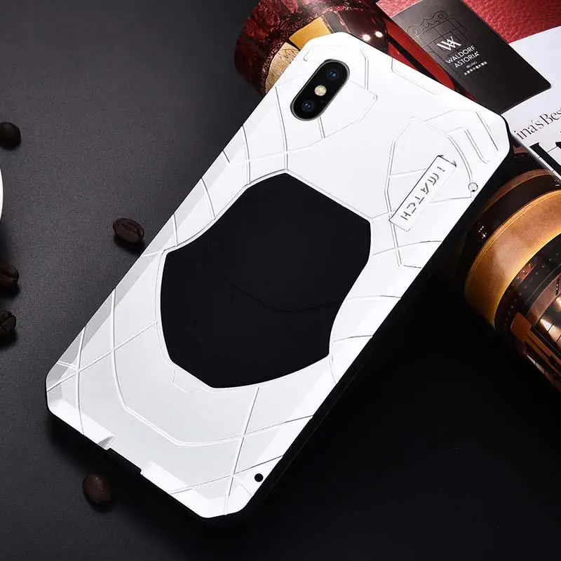 Роскошный уличный Imatch для Iphone Xs Max Xr X спортивный армейский Тактический противоударный водонепроницаемый металлический и силиконовый чехол для телефона - Цвет: Серебристый