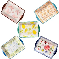 rectangle plate ceramic dish colorful tray baked rice tray cheese baking oven dish small size creative baking pan container 1pcs
