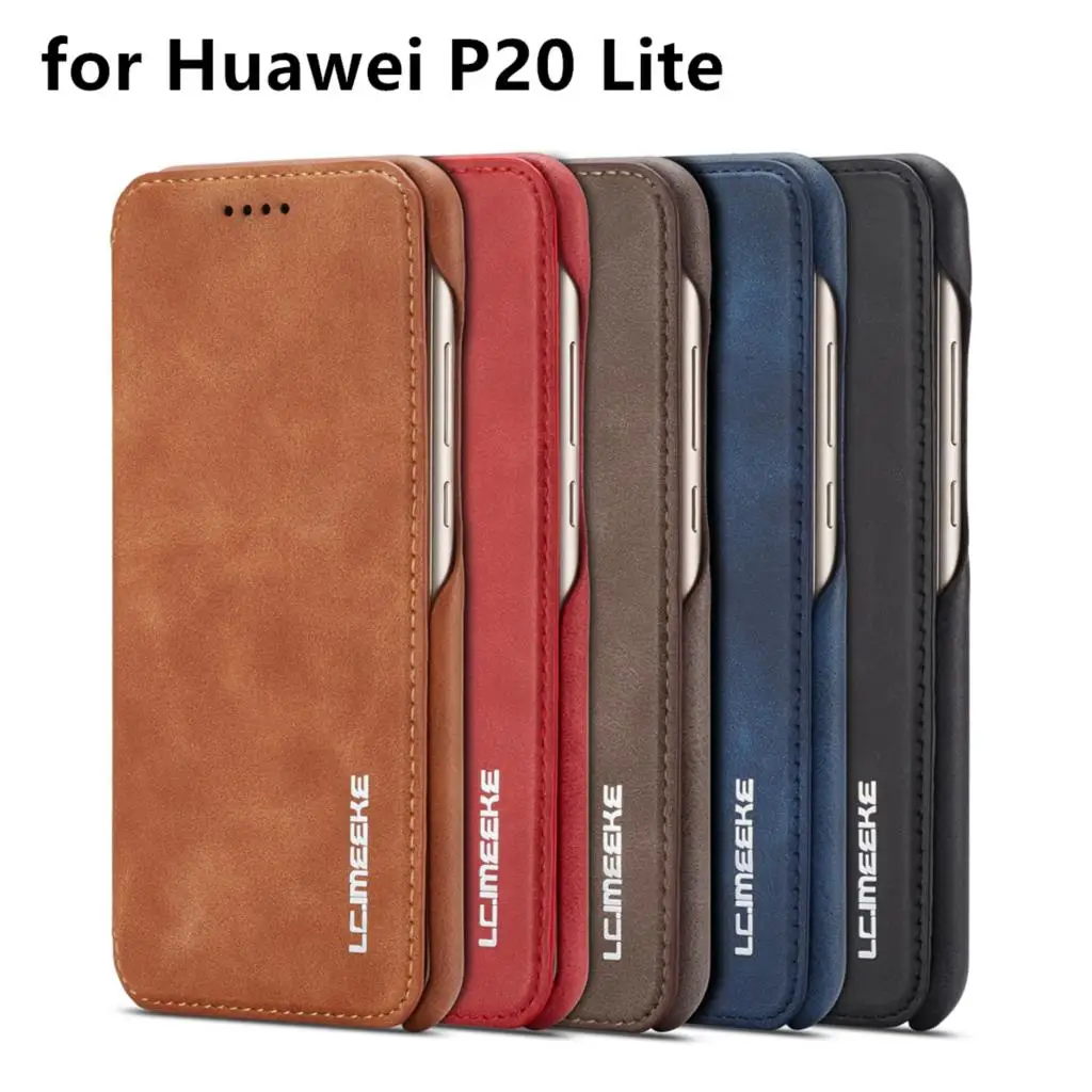 Роскошный Магнитный чехол книжка LC.imeeke для Huawei P20 Lite деловой в стиле ретро простой