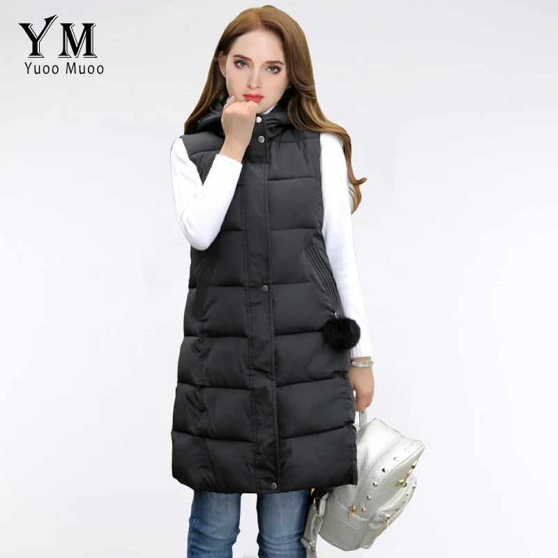 Новое поступление 2017 Женский Длинный жилет YuooMuoo Модный женский с капюшоном