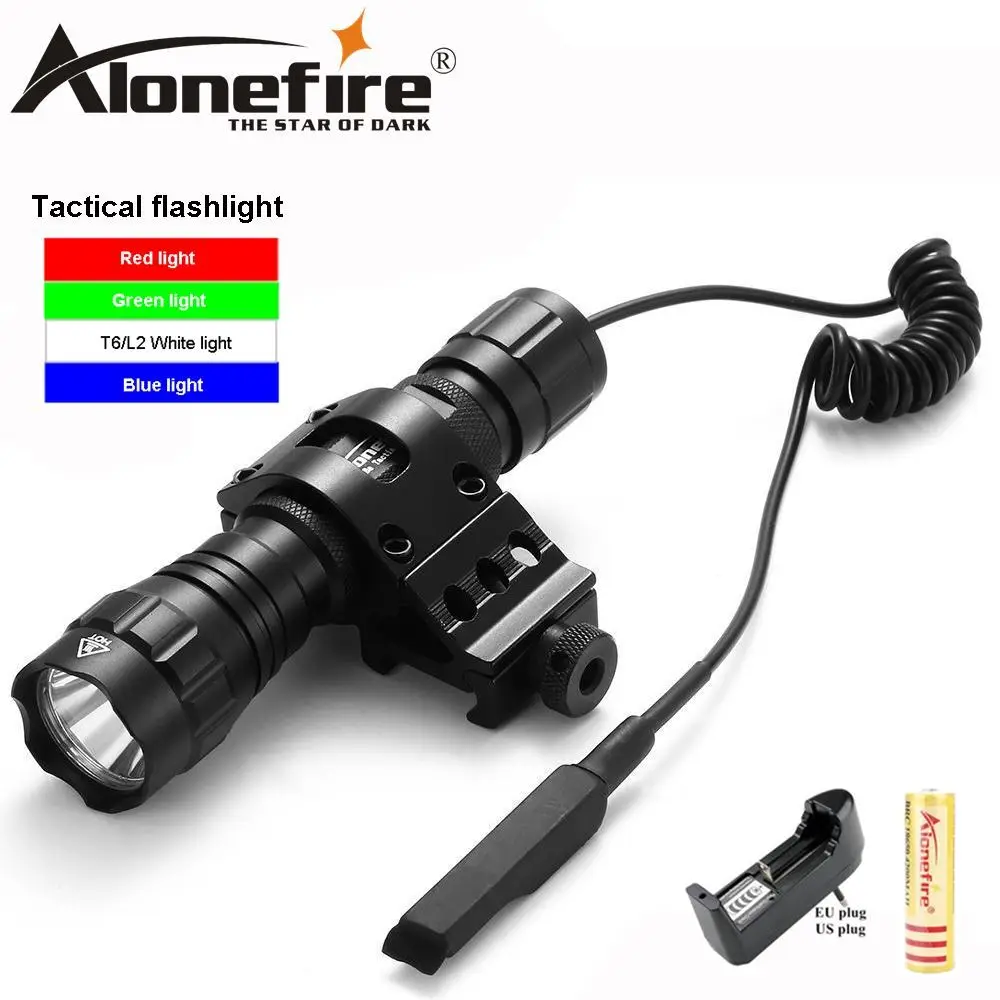 Тактический зеленый светодиодный фонарик AloneFire 501Bs 501B охотничий фонарь рельсовое