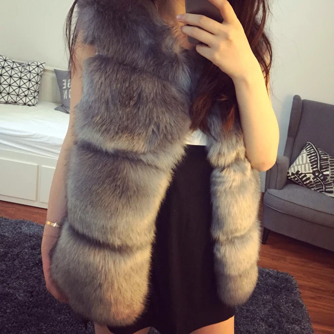 real fur coats promotion rushed abrigos mujer for women 2015 luxury winter artificial faux fox vest free shipping | Женская одежда