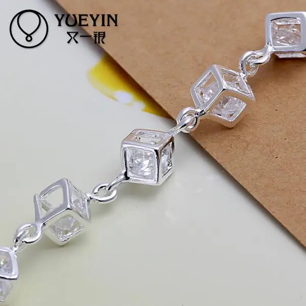 Очаровательные браслеты звеньевая цепь посеребренный браслет для женщин и