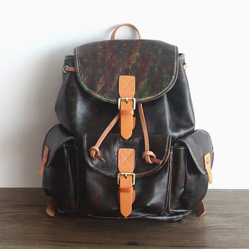 Рюкзак унисекс из 100% натуральной кожи с растительным дублением школьный рюкзак