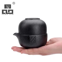 tangpin black crockery ceramic teapot gaiwan teacup office teasets portable travel tea set with travel bag