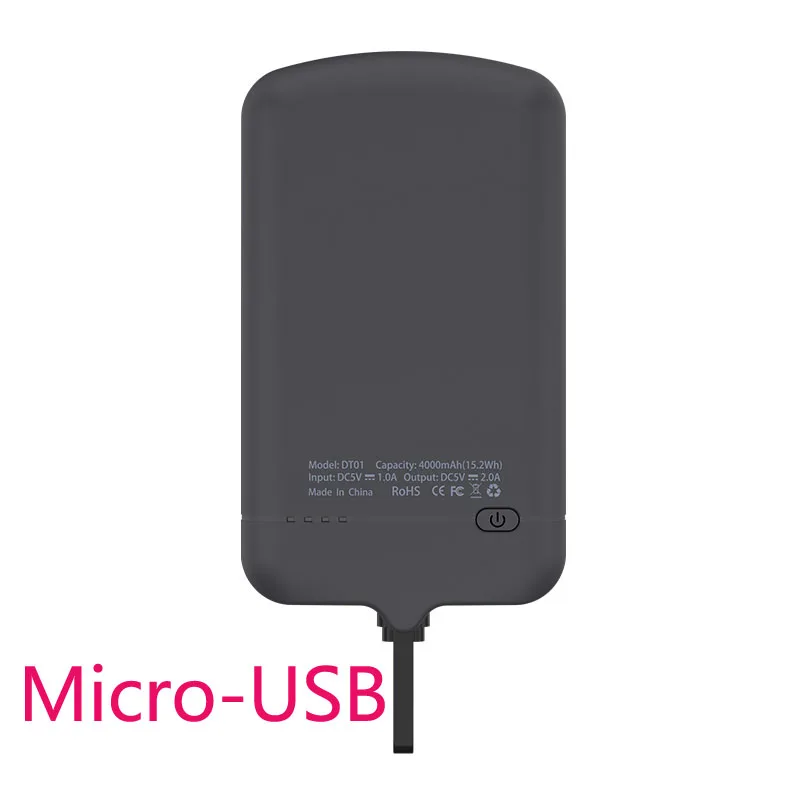black for Micro-USB 4000 мАч Andriod телефон универсальный внешний аккумулятор чехол для samsung S6 edge S5 Micro-USB зарядное устройство чехол для зарядки - Цвет: black for Micro-USB