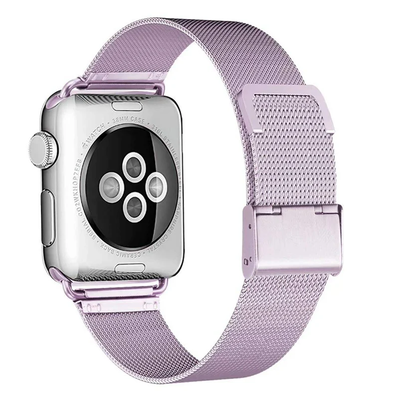 Миланский ремешок для Apple Watch Band 42 мм 38 мм 40 мм 44 мм металлический браслет из нержавеющей стали сетчатый ремешок для часов iwatch Serise4321 - Цвет ремешка: purple