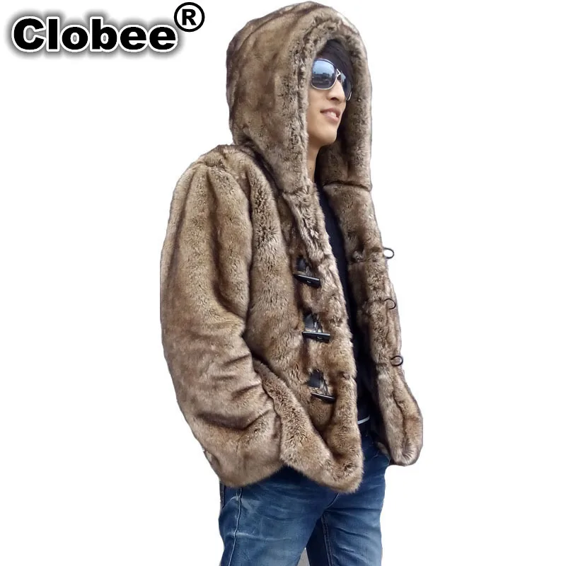 2019 зимние мужские пальто из искусственного меха норки с капюшоном Мужская