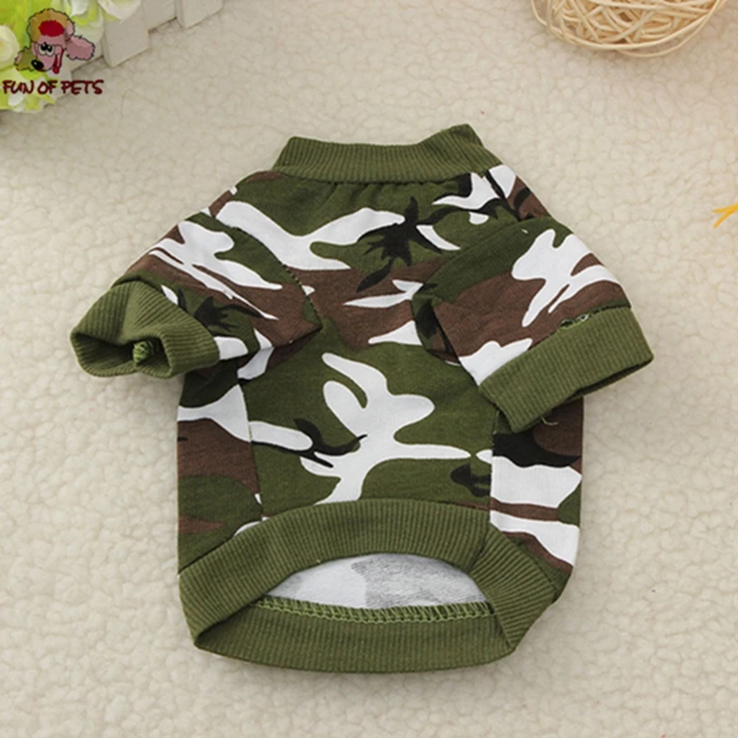 Летняя мягкая камуфляжная футболка для собак и щенков летняя хлопковая Одежда