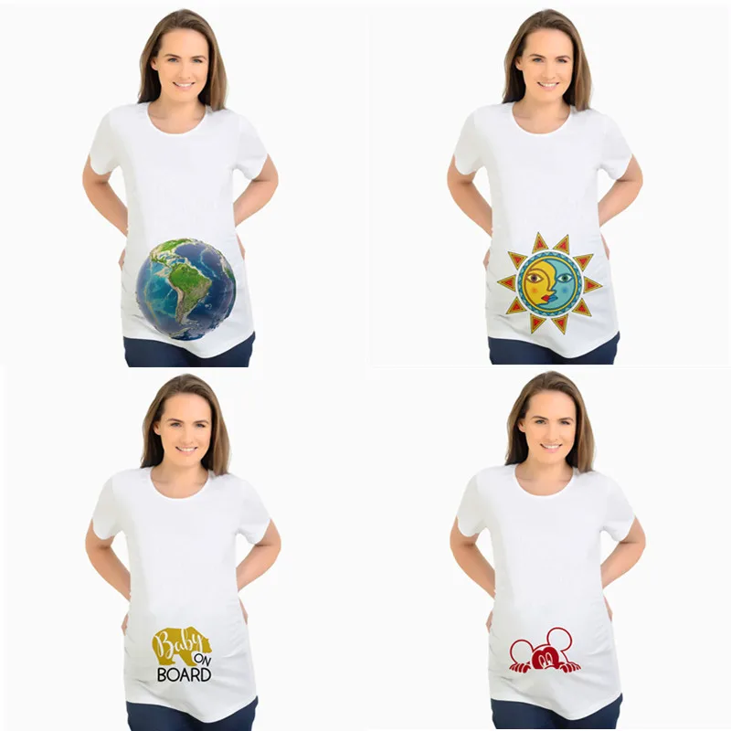 Летние женские милые футболки для беременных топы детские с принтом на доске