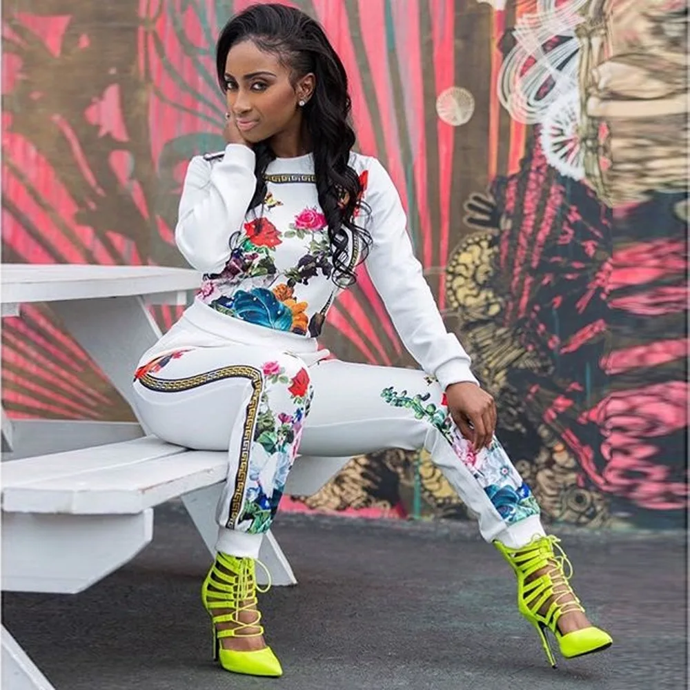 Для женщин тренировочный костюм 2 из двух частей комплект Женский Белый