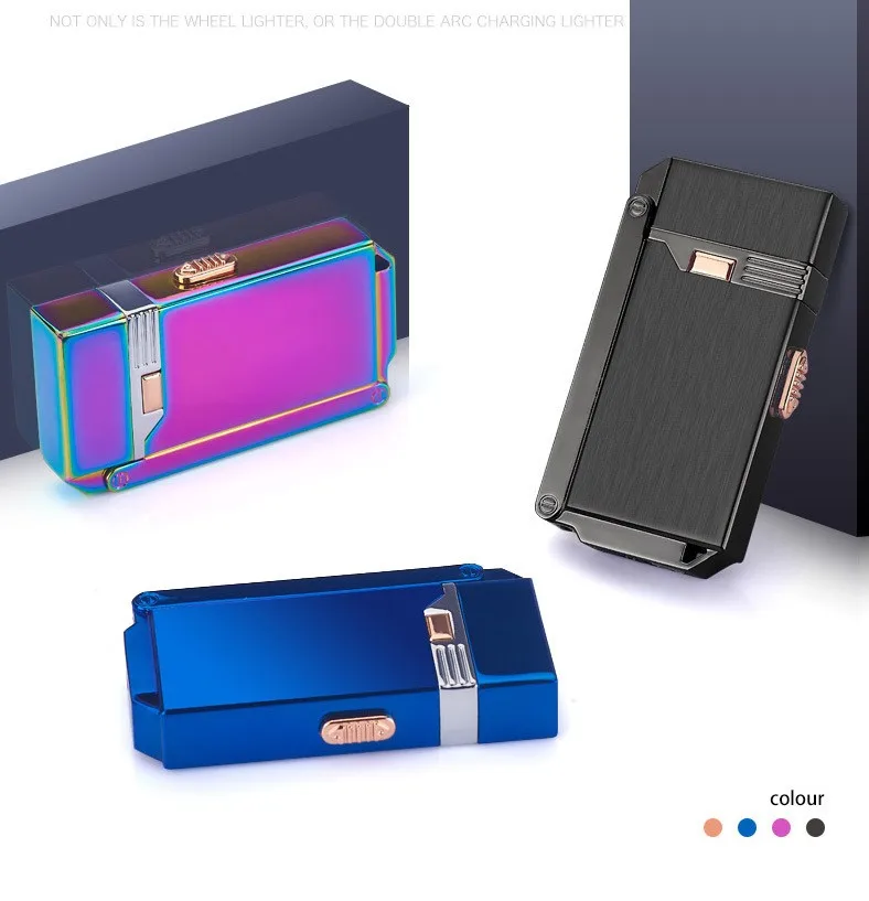 Дизайн 2 в 1 газовая зажигалка USB дуговая плазменная зажигалка электрическая перезаряжаемая Зажигалка многофункциональные Креативные мужские подарки