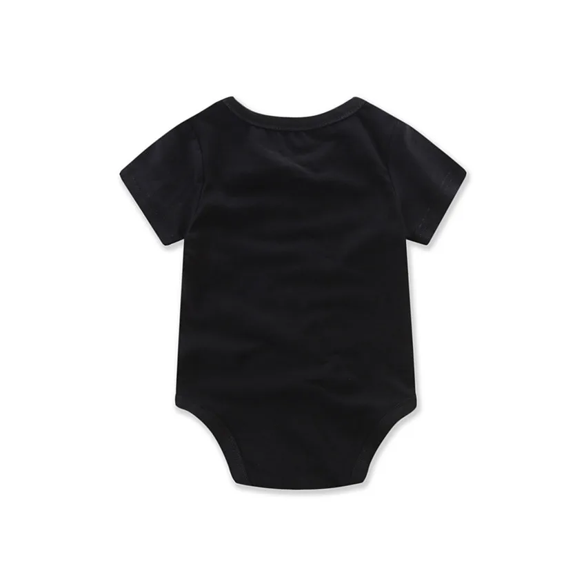 Лето 2017 г. короткий рукав ползунки для новорожденного комбинезон черный