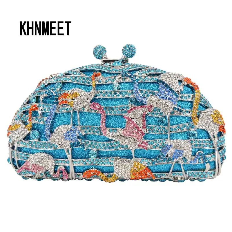 Роскошная вечерняя сумочка в виде синего животного с кристаллами новый дизайн