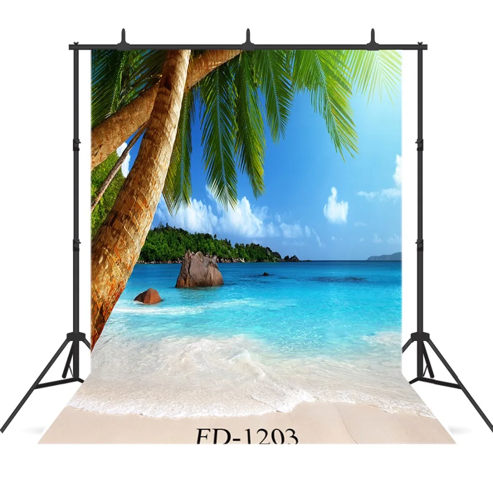 Sunlight Palm Tree Beach Sea Photography Backdrop for Photo Booth Background Wedding Children Kids Baby Shower Studio|Фон для