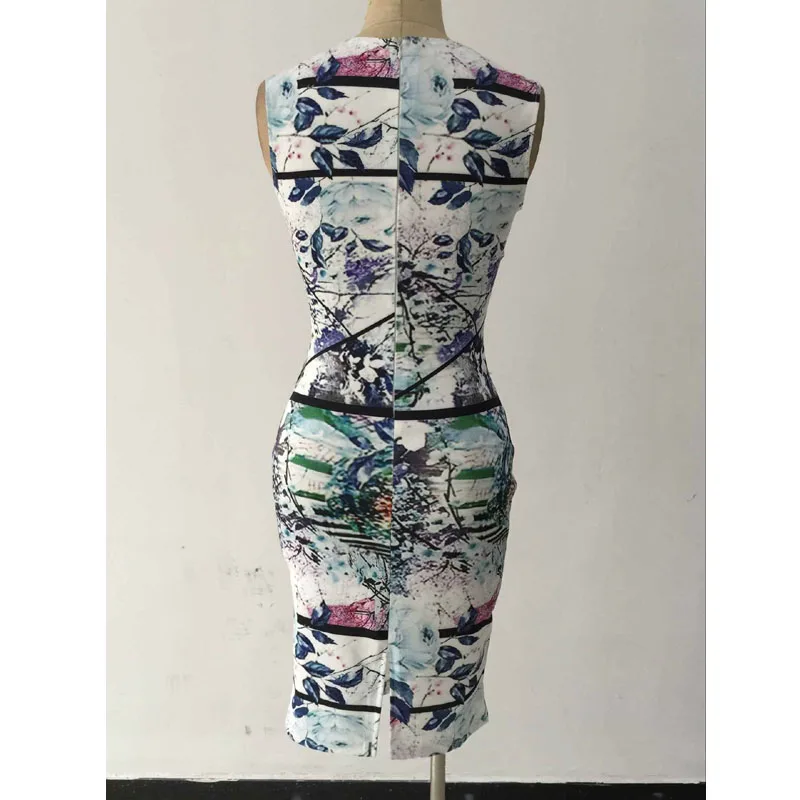 Женское платье карандаш средней длины элегантное кружевное с поясом и принтом