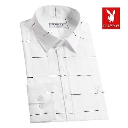 color 3 PLAYBOY Новинка плюс большой размер 5XL 4XL Мужская деловая Повседневная рубашка с длинными рукавами Классическая полосатая мужская деловая рубашка - Цвет: color 3