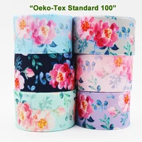 1 inch 25 mm satin printed colorful handmade flowers l ribbon wedding diy crafts tape 6 colors