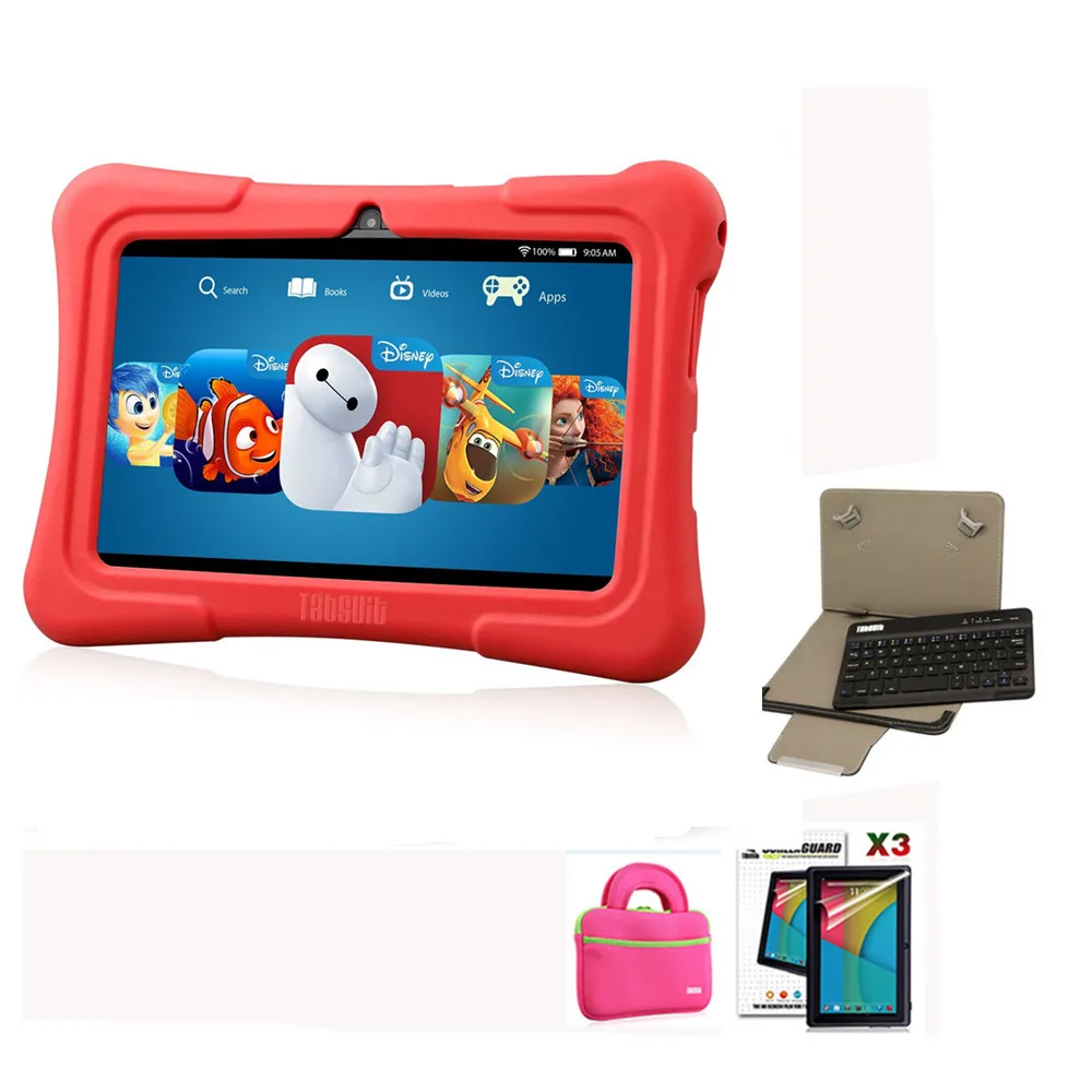 Red DragonTouch Blue Y88X Plus, 7 дюймов, Детские планшеты, четырехъядерный процессор, Android 8,1+ сумка для планшета+ 3 шт, защита экрана+ клавиатура для детей - Комплект: Red