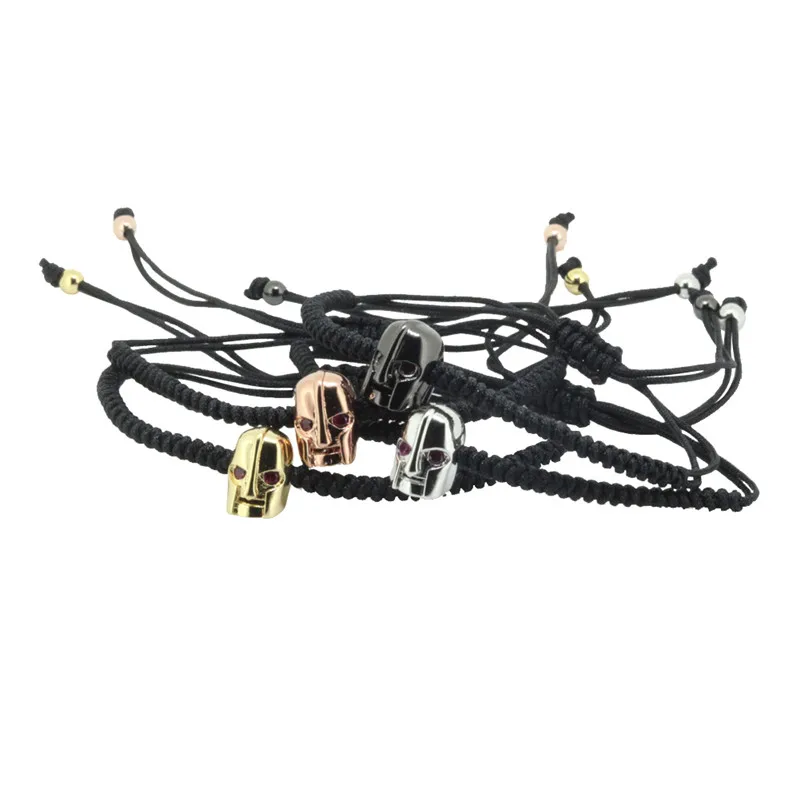 Высокое качество Анил Arjandas унисекс череп браслет черный Веревка красные глаза