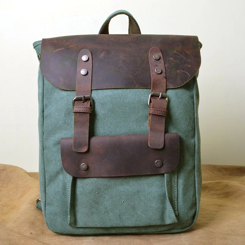 Высококачественный винтажный Модный повседневный холщовый рюкзак Crazy Horse из кожи