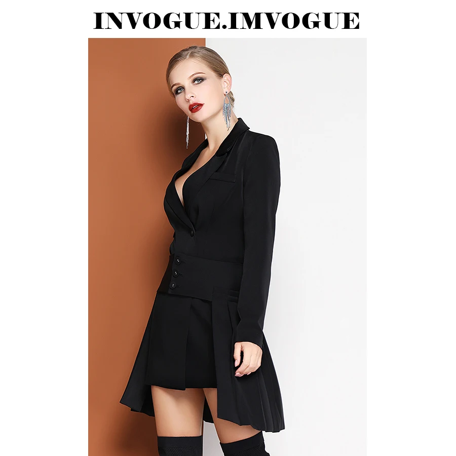 INVOGUE. IMVUGUE 2019 Новое поступление однотонный Модный комплект из двух предметов с