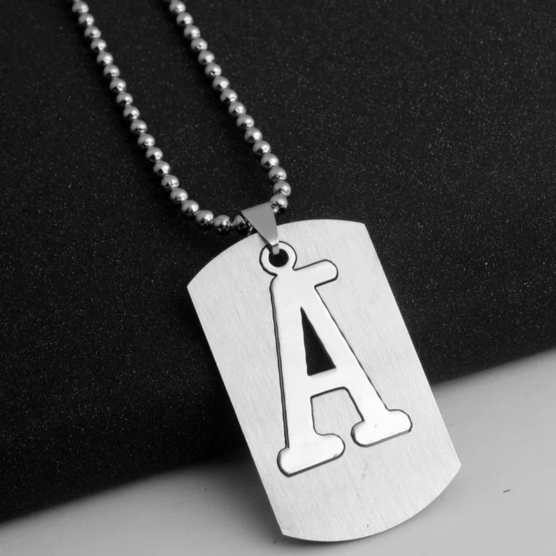 

RONGQING 1pcs A to J letter necklaces pendants 316l stainless steel necklace Christmas Gift For Men NEW