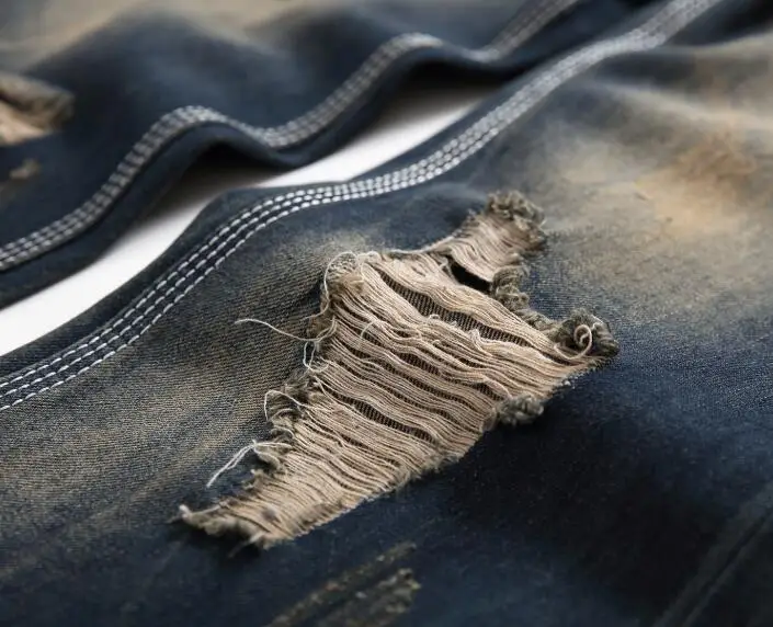 Jeans Men Business Casual Classic Direct Men Business Casual Straight  Jeans Stretch Denim Pants Broken Hole jeans