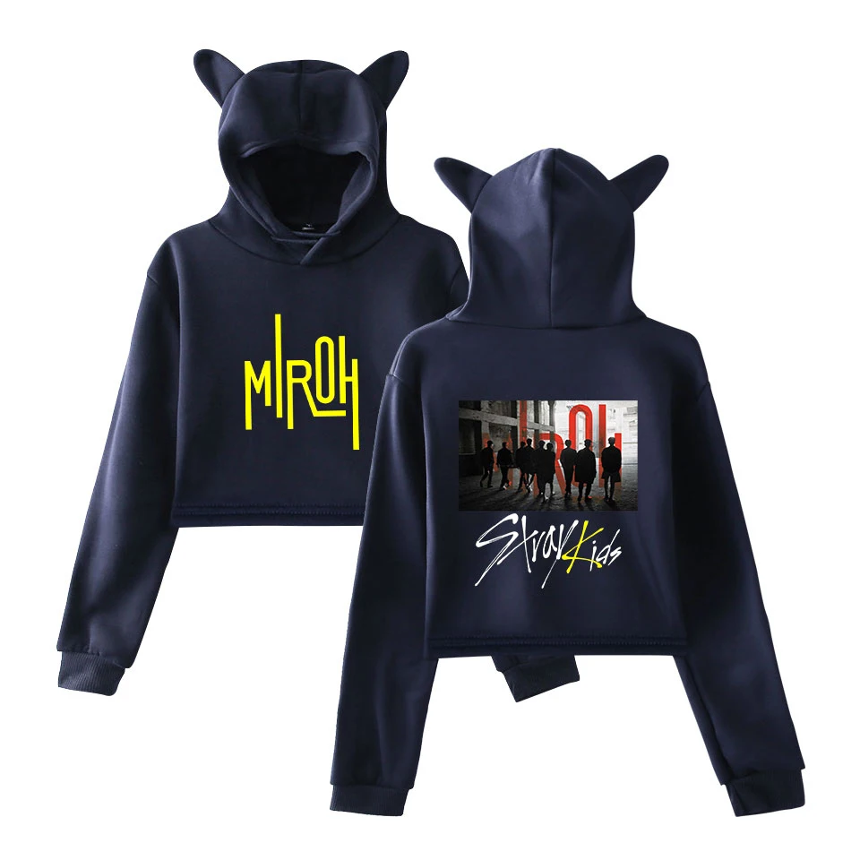 Stray Kids Kpop Cat/укороченные толстовки для женщин; Модный пуловер с капюшоном и длинными рукавами; укороченные топы; хит модных продаж; уличная одежда