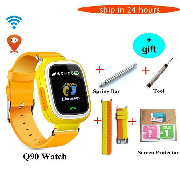Yellow add 4ssYellow Q90 gps телефон позиционирования Дети Смарт часы Сенсорный экран wi fi SOS Smartwatch безопасный для детей - Цвет: Yellow add 4ssYellow