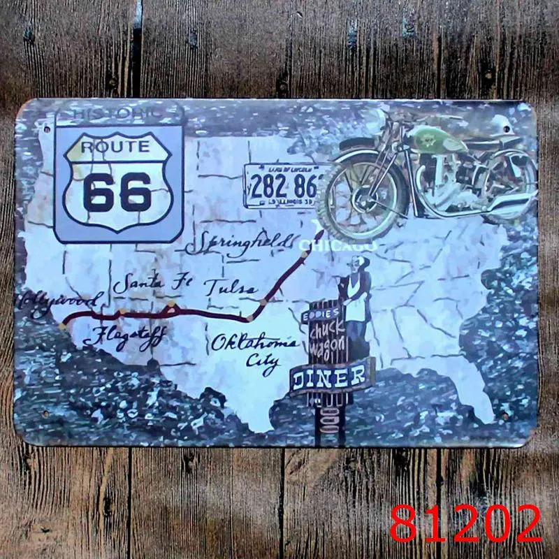 Настенный Декор для дома I Love Riding US Route 66 мотоциклы художественная живопись налет