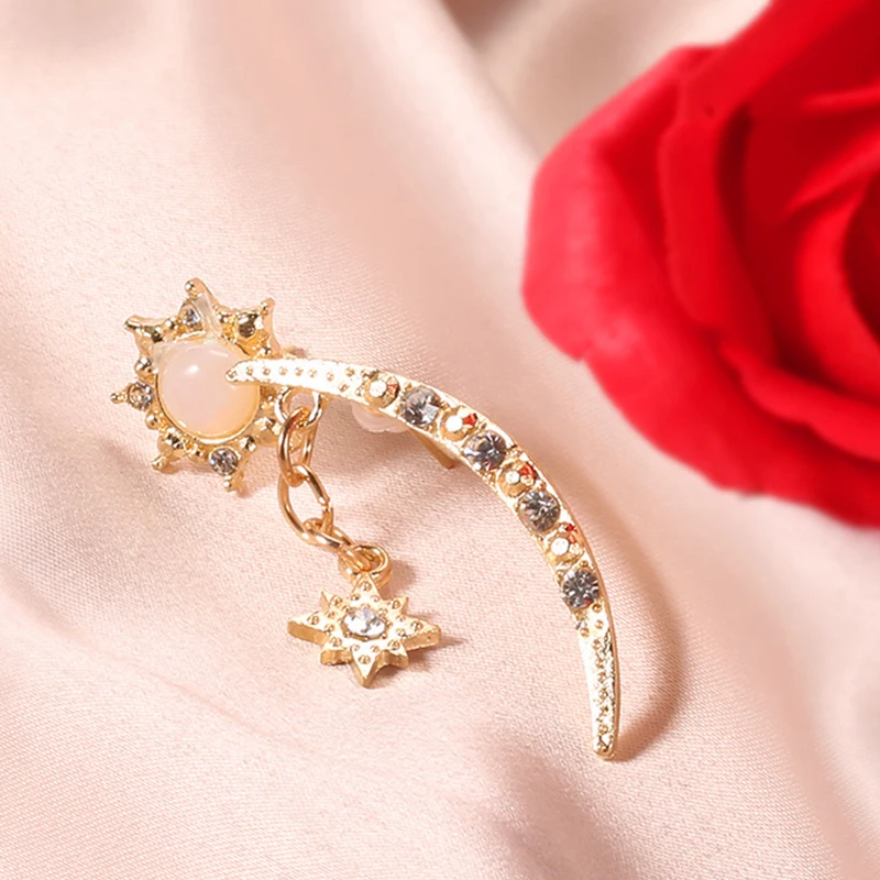 2 шт./компл. на рисунке модная мозаичная Цвет кристальных камней звезды Sun Moon цепь