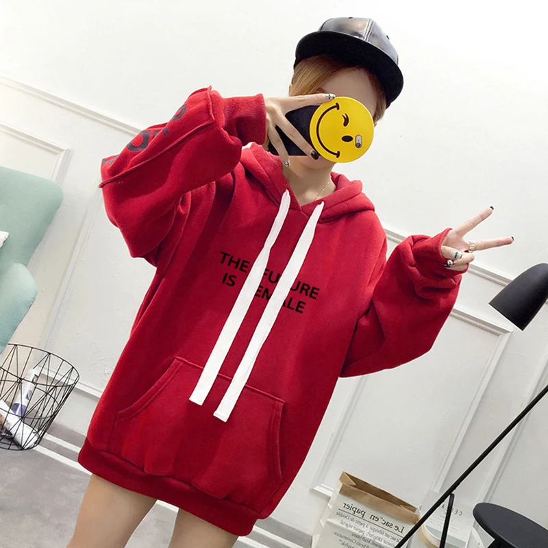 DOMI Новый Harajuku для женщин толстовка осень и зима новые толстые теплые бархатные