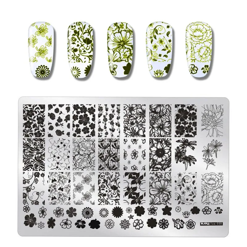 

1pc plate for stamping Blooming Flowers Leaves Letter Nail Art DIY Design Nail Image Plate Stencil Accessories Tool