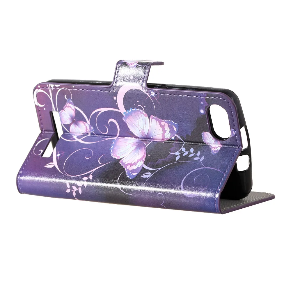 Coque Wiko lenny 3 5.00'' inch phone case for Lenny3 luxury PU wallet leather Purple butterfly patterned coque funda | Мобильные