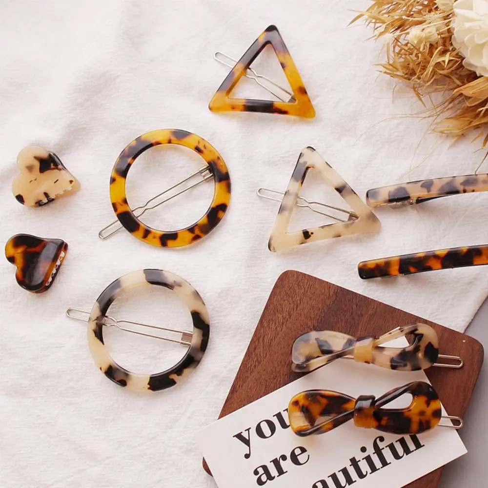 2019 Girls Leopard Print Round Triangle Bow Simple Hairpin Barrette Styling Tools Hair Clip Headband Fashion Accessories | Детская