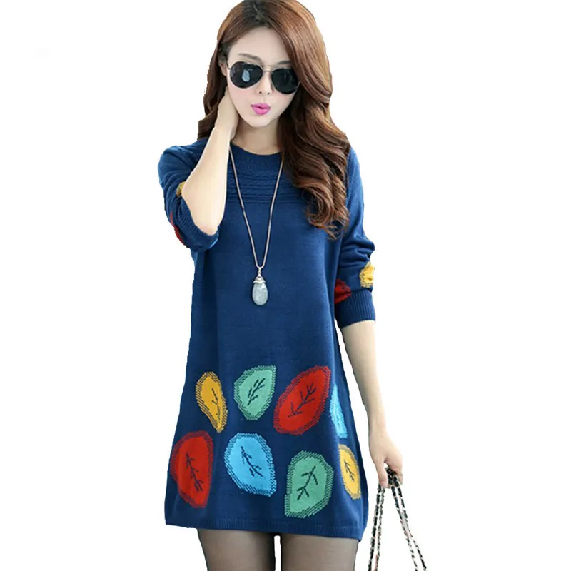 Платье свитер большого размера осеннее и зимнее 2019|Женские платья| |