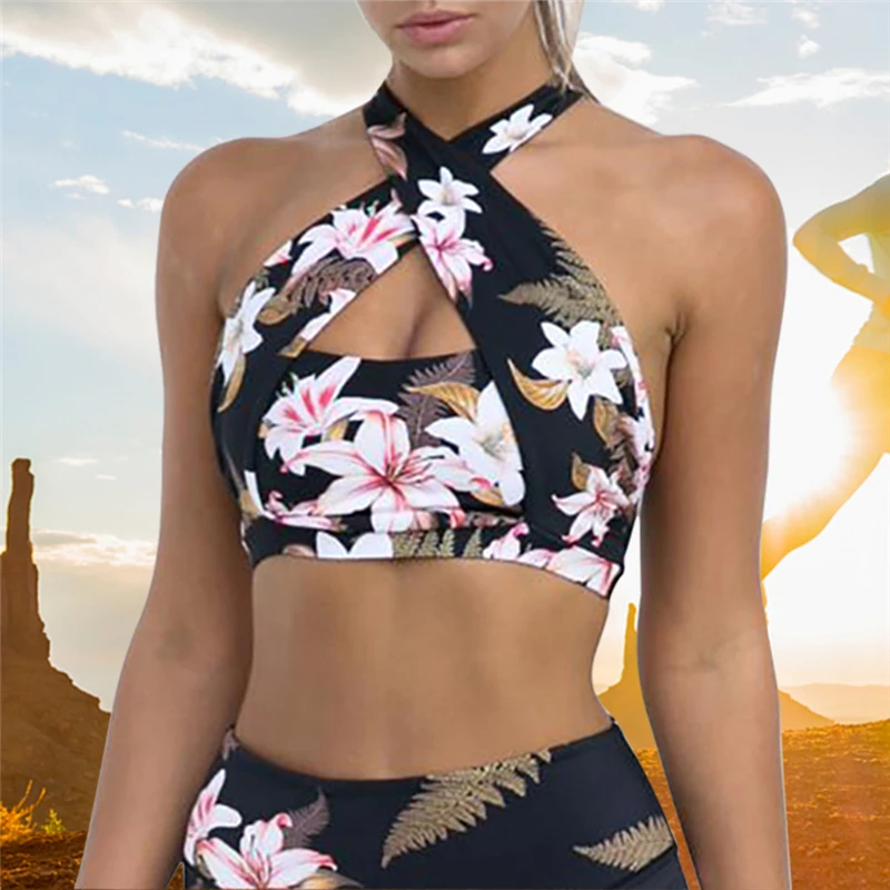 Женский спортивный костюм с принтом комплект одежды для йоги из 2 предметов