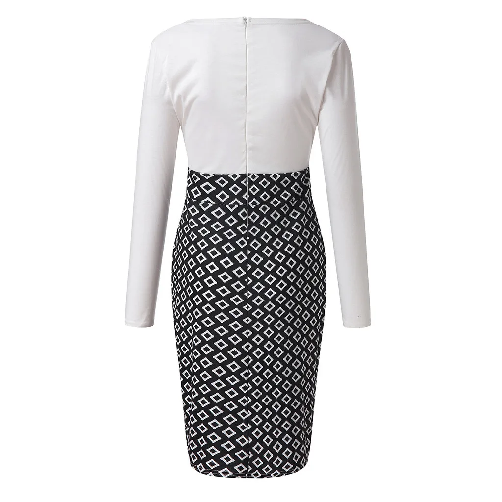 Женское облегающее платье Feitong в стиле пэчворк офисные женские платья с длинным