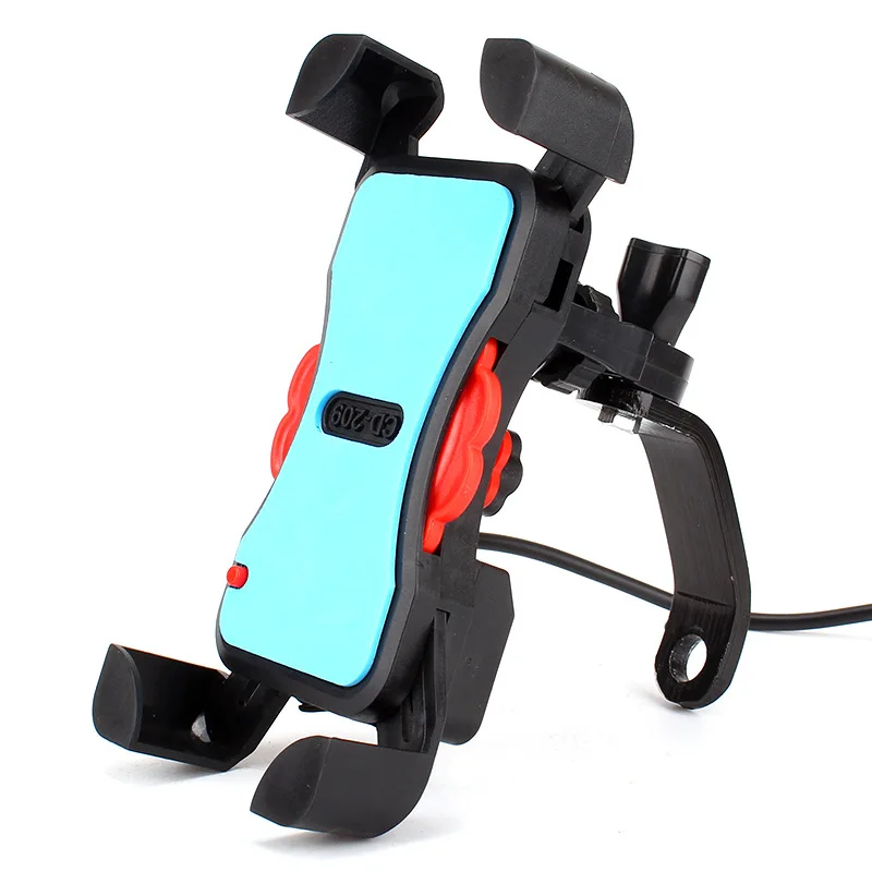 Rearview Holder Держатель для мобильного телефона с автоматической блокировкой мотоцикла с USB зарядным устройством вращение на 360 Универсальный кронштейн для смартфона для iPhone 7 8 X samsung - Цвет: Rearview Holder